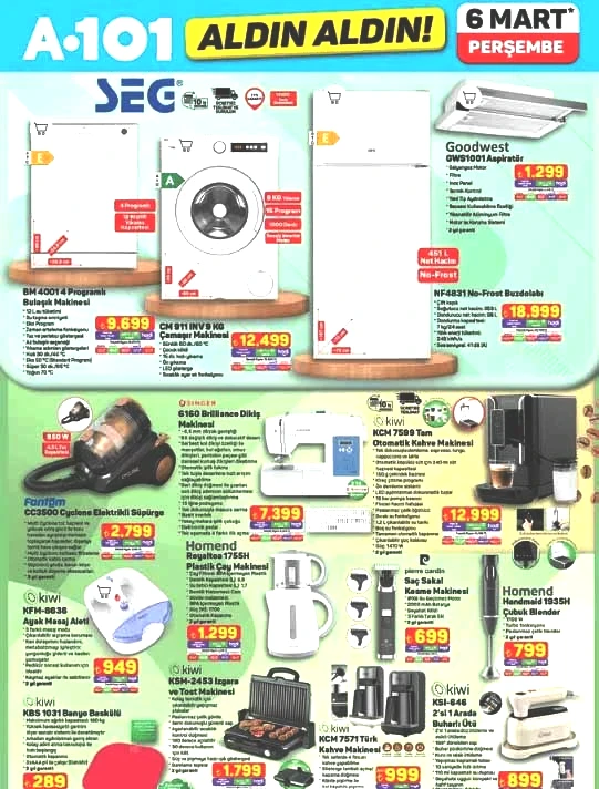A101 6 MART AKTÜEL ÜRÜNLER KATALOĞU - RAFLARDA || Bu hafta A101 Aldın Aldın broşüründe hangi ürünler var, neler indirimli Tam otomatik kahve makinesi ve çantalı keman A101de